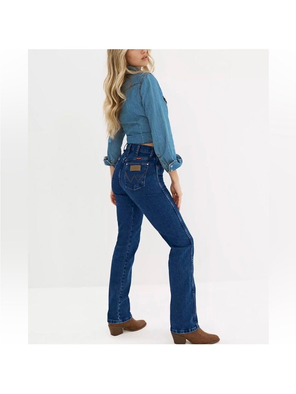 Wrangler 14MWZG Cowboy Cut Jeans Dark Wash High Waisted Straight Leg 5x28 Womens